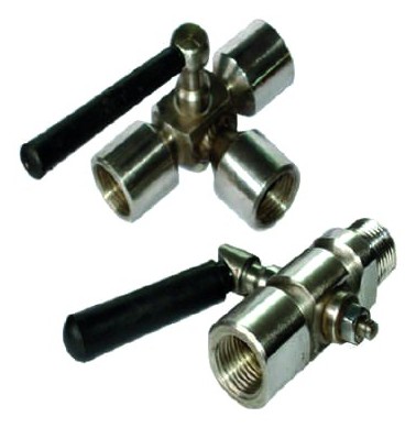 Two gauge cocks with black lever handles